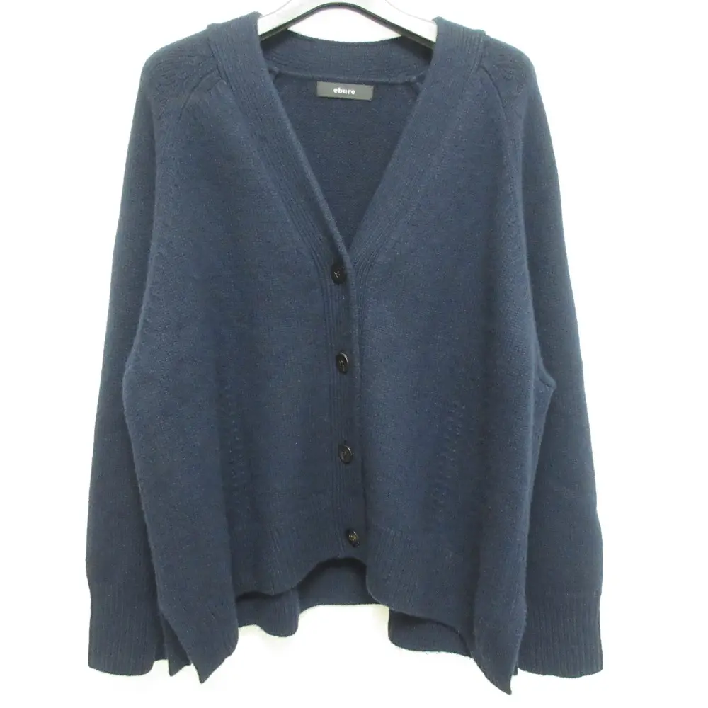 ebure エブール カシミヤ100％ Vネック ニットカーディガン ネイビー
