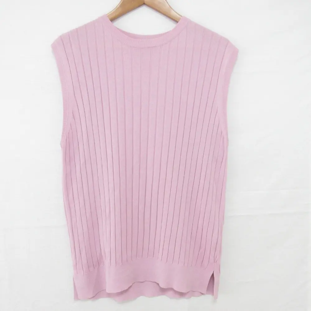 22SS ebure エブール シアーコットンアセテート ノースリーブ ニット プルオーバー カットソー ピンク
