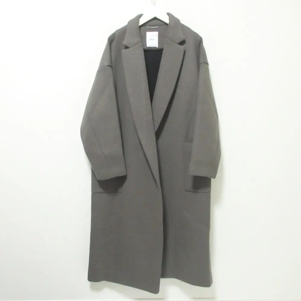 ebure エブール ボンディング フロントオープン チェスターコート 38 チャコールグレー
