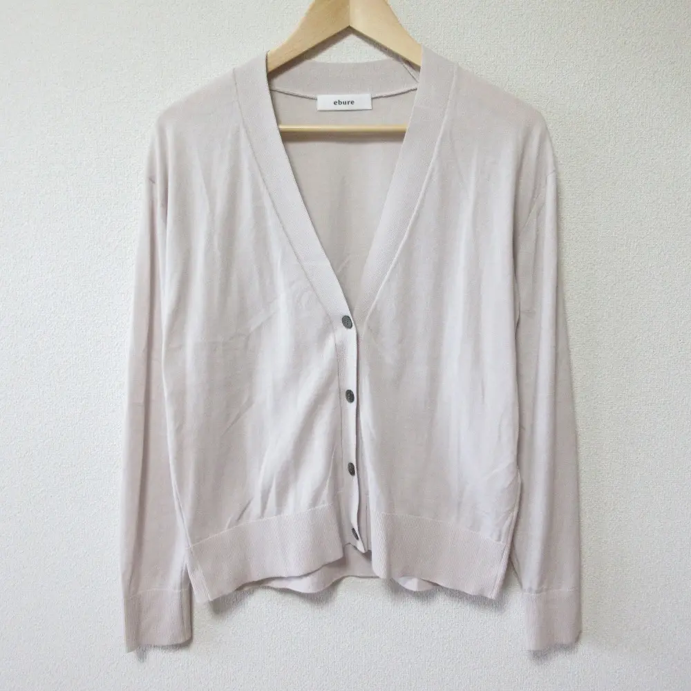 ebure エブール セミハイツイストコットンVネックニットカーディガン 3310800151 ベージュ