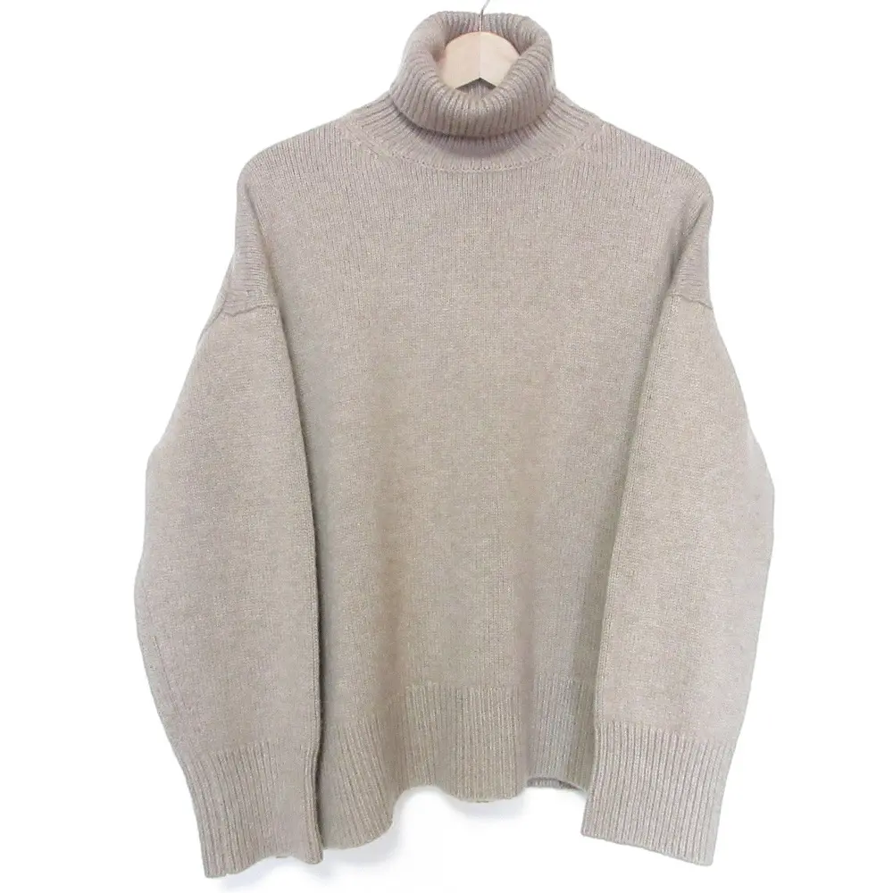 ebure エブール 長袖 タートルネック カシミヤ100％ オーバーサイズ ニットセーター ベージュ