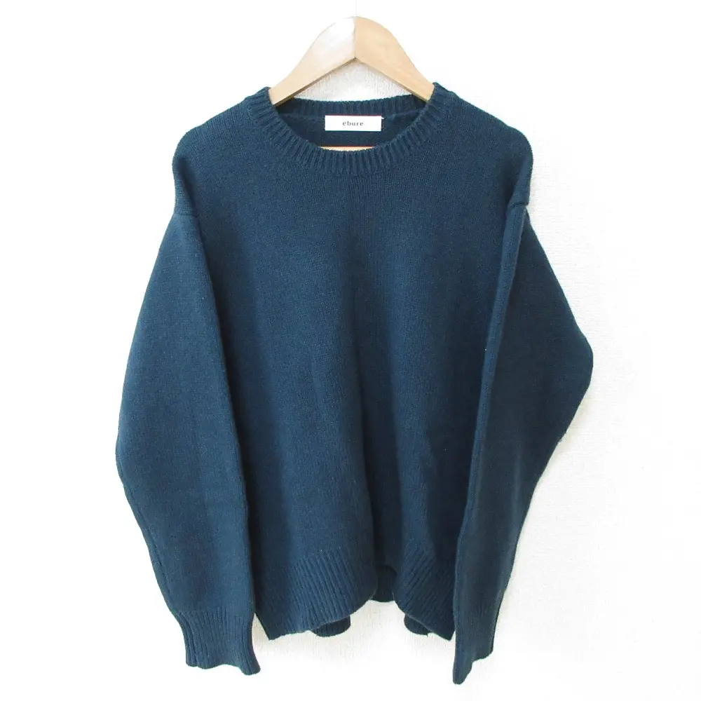 ebure エブール カシミヤブレンド クルーネック ニット プルオーバー セーター グリーン