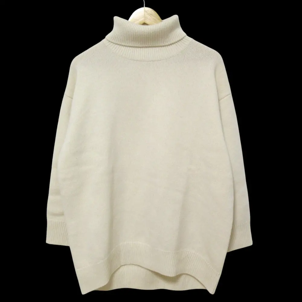 21AW ebure エブール エキストラファインウール タートルネック 長袖 オーバーサイズニット セーター オフホワイト