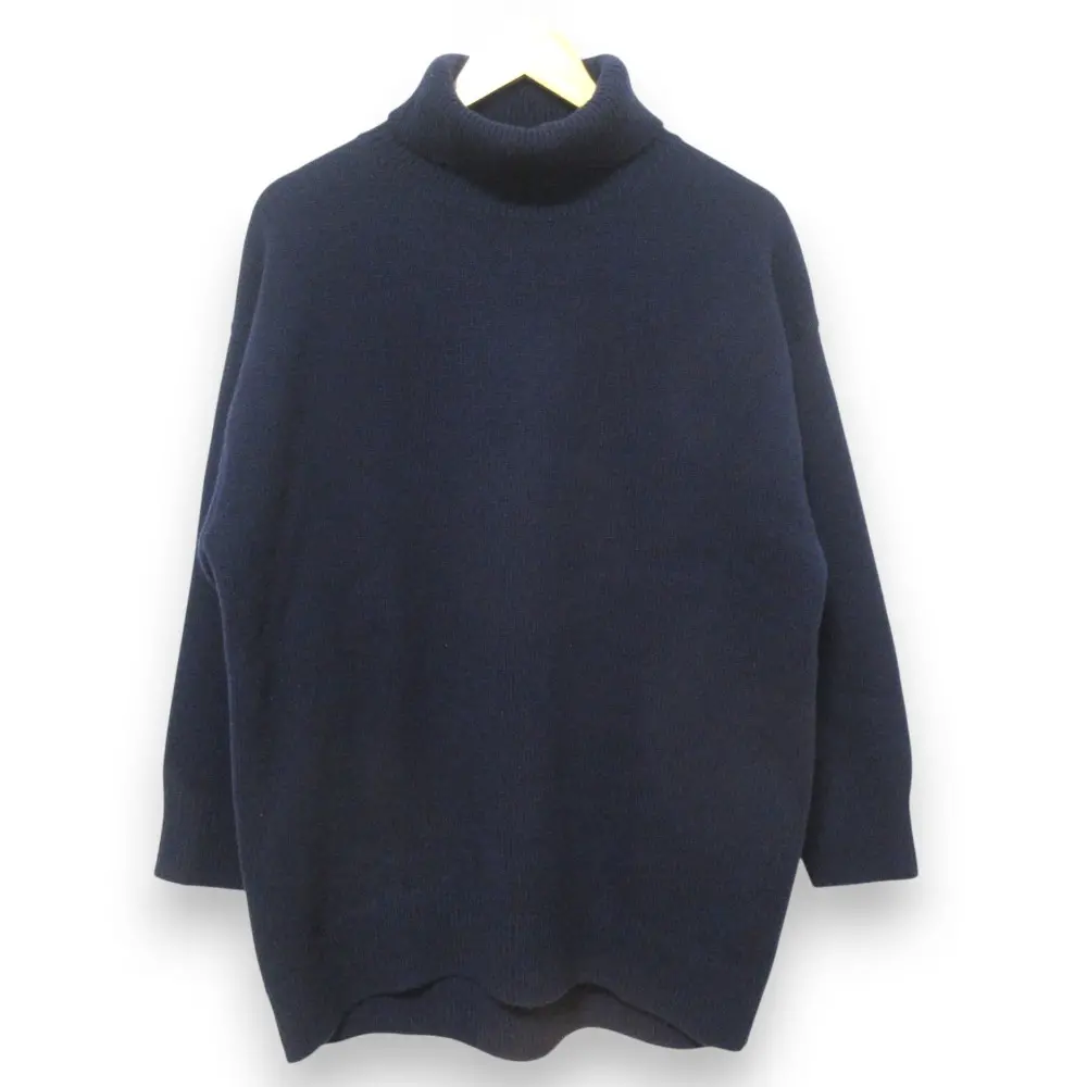 21AW ebure エブール エキストラファインウール タートルネック 長袖 オーバーサイズニット セーター ネイビー