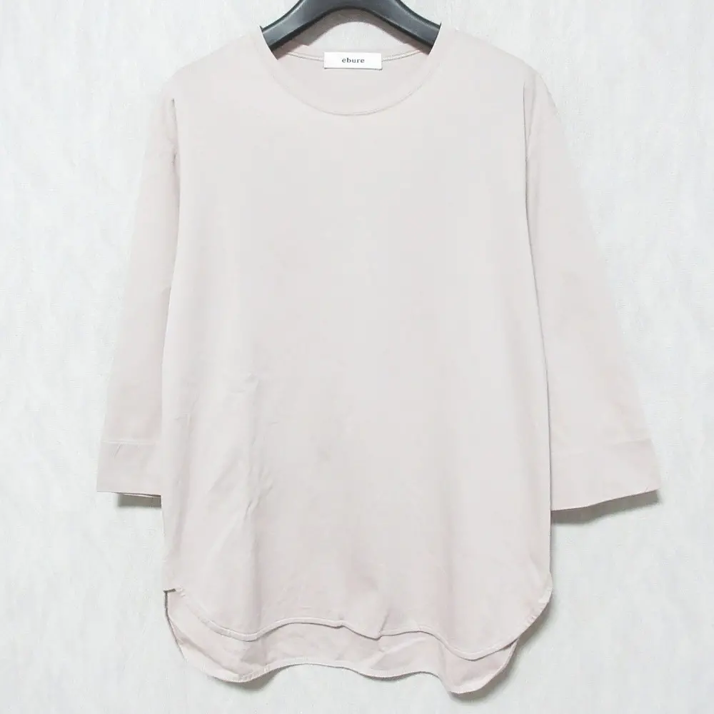 ebure エブール ラウンドヘム クルーネック ハーフスリーブ カットソー Tシャツ 38 ピンクベージュ