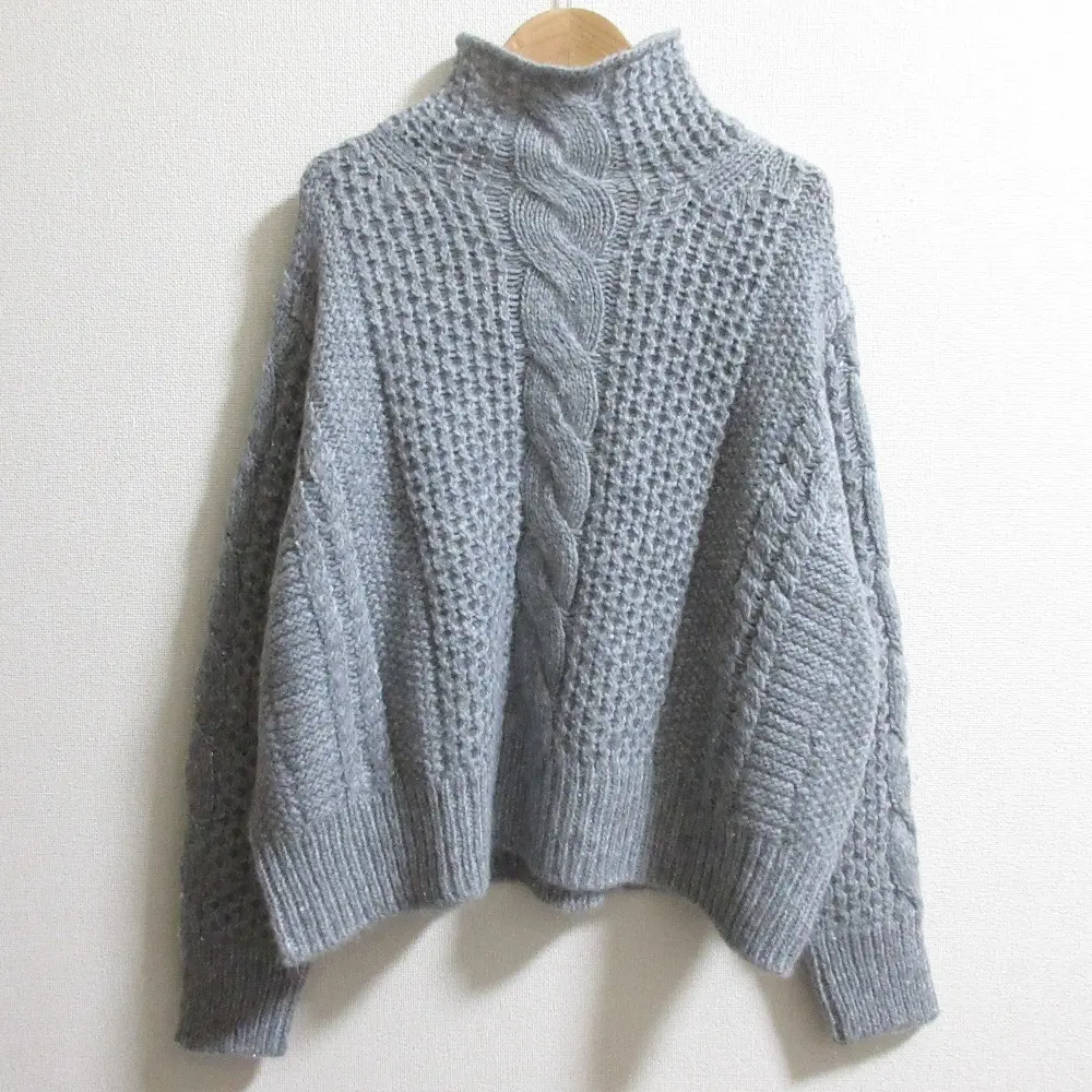 24AW ebure エブール 長袖 スパンコールアルパカリリヤーン ニット セーター 4010800383 グレー