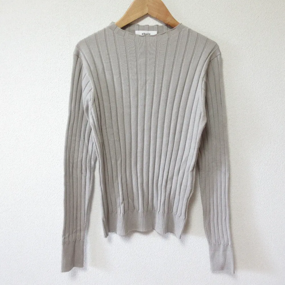 22AW ebure エブール 長袖 ワイドリブニット プルオーバー カットソー モカベージュ