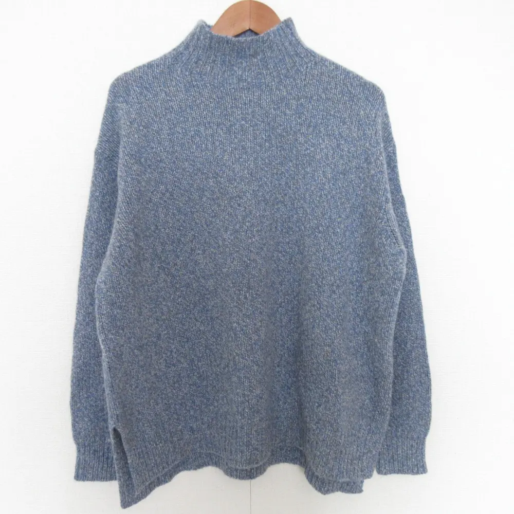 23AW ebure エブール ハイネック カシミヤ 長袖 ニット セーター ブルー