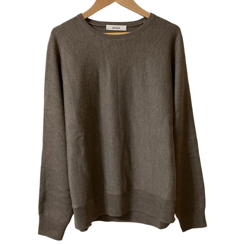 美品 ebure エブール ウール　カシミヤ クルーネックニット ダークグリーン 美品 ebure エブール ウール カシミヤ クルーネックニット ダークグリーン