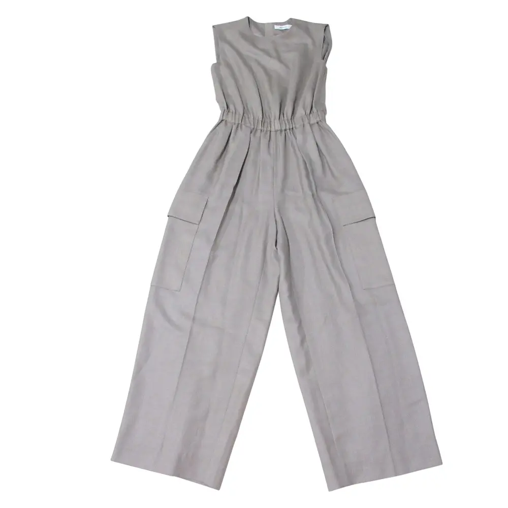 23SS ebure エブール カーゴポケットオールインワン サロペットパンツ 3710300514 サイズ36 グレージュ