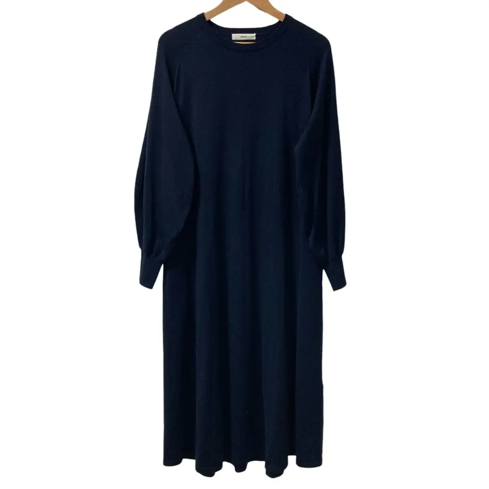 23AW ebure エブール ソフトファインウール ロングワンピース 3810300356 サイズ38 ネイビー