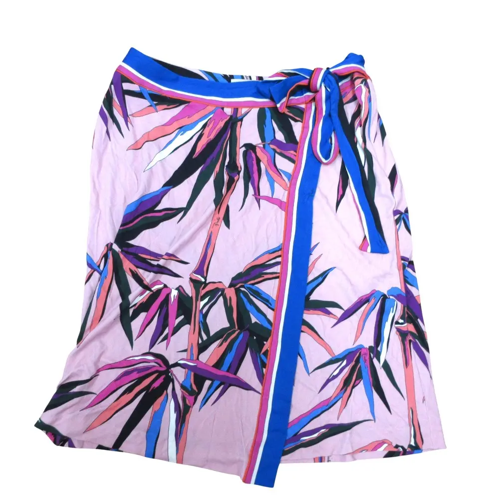 EMILIO PUCCI エミリオプッチ バンブー柄 ひざ丈 ラップ風スカート 71RV82 サイズ38 ピンク ブルー