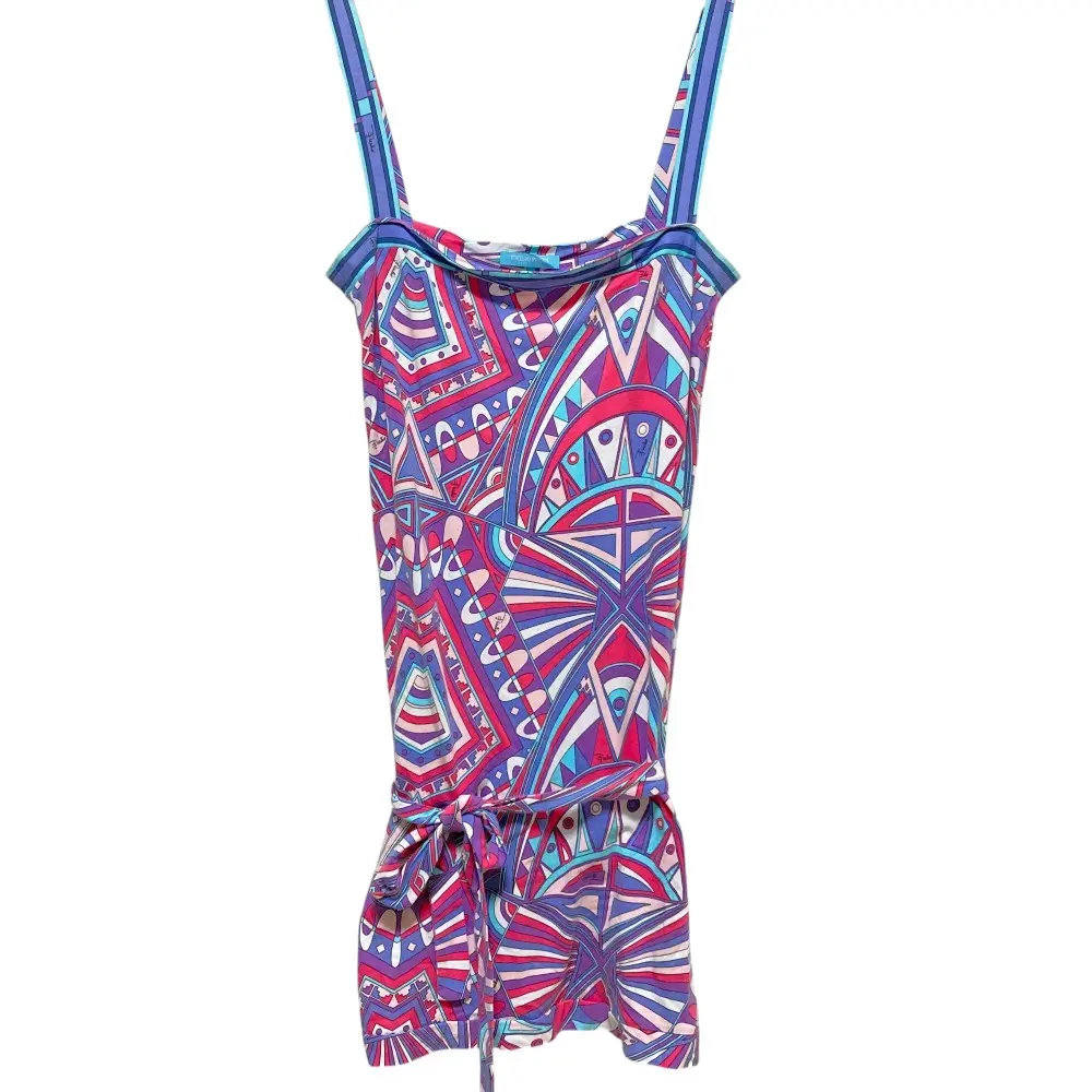 EMILIO PUCCI エミリオプッチ プッチ柄 総柄 七分袖 ひざ丈 ベルテッド