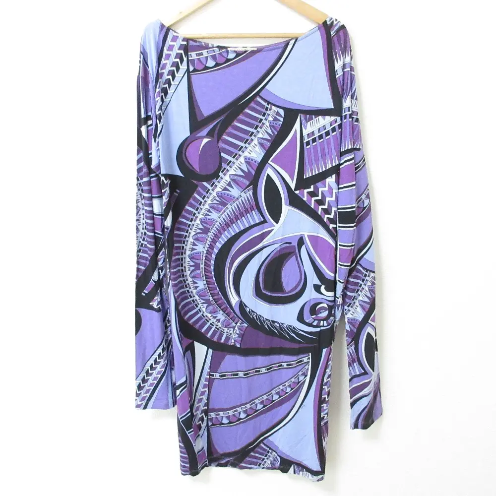 EMILIO PUCCI エミリオプッチ プッチ柄 総柄 七分袖 ひざ丈 ベルテッド