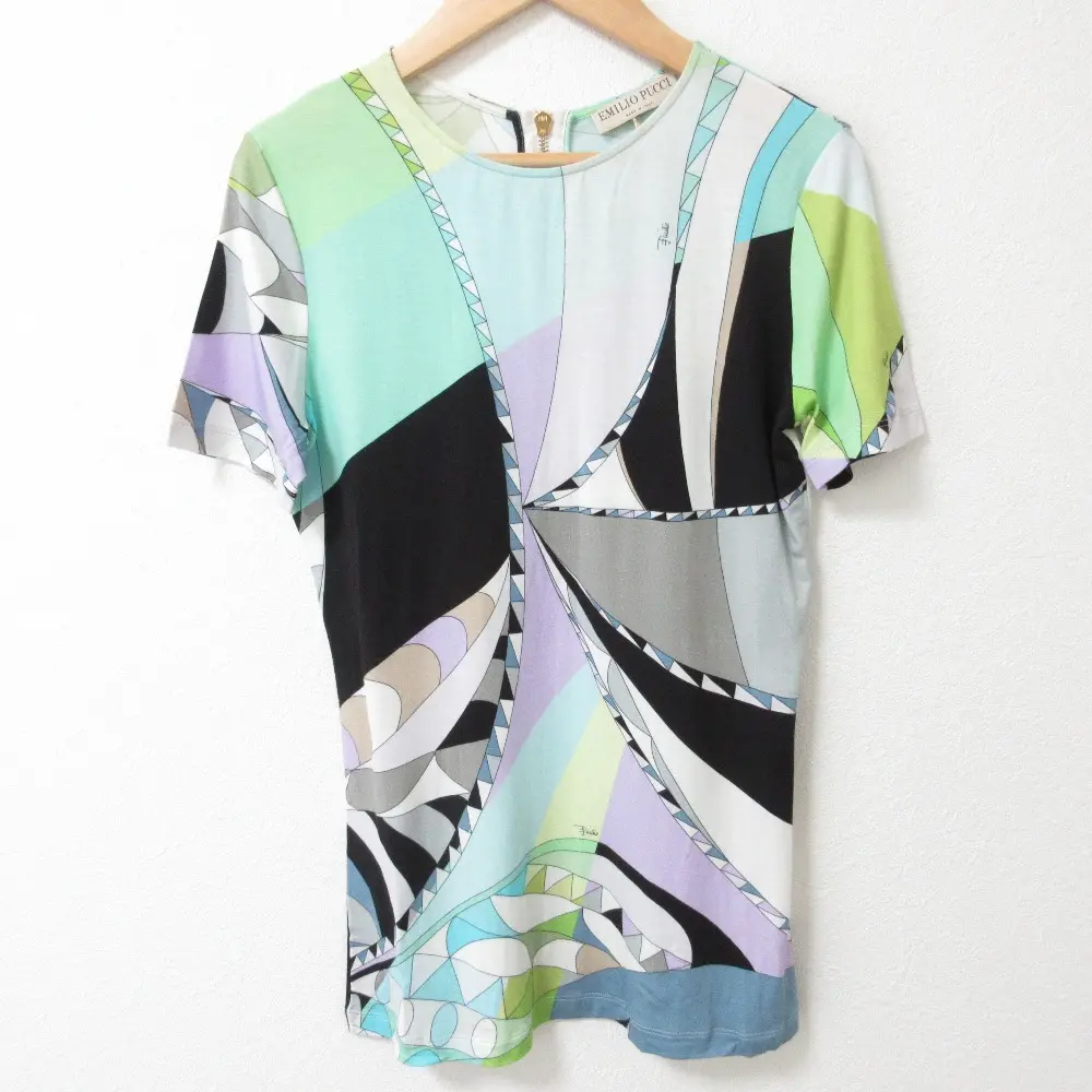 EMILIO PUCCI エミリオプッチ プッチ柄 ショートスリーブ カットソー Tシャツ サイズ42 マルチカラー