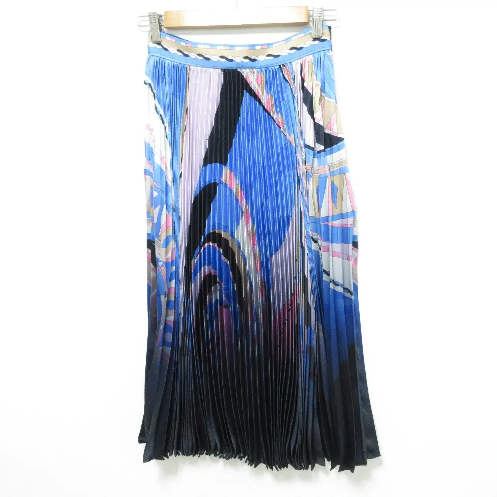 EMILIO PUCCI エミリオプッチ プッチ柄 プリーツスカート サイズ44 ブルー