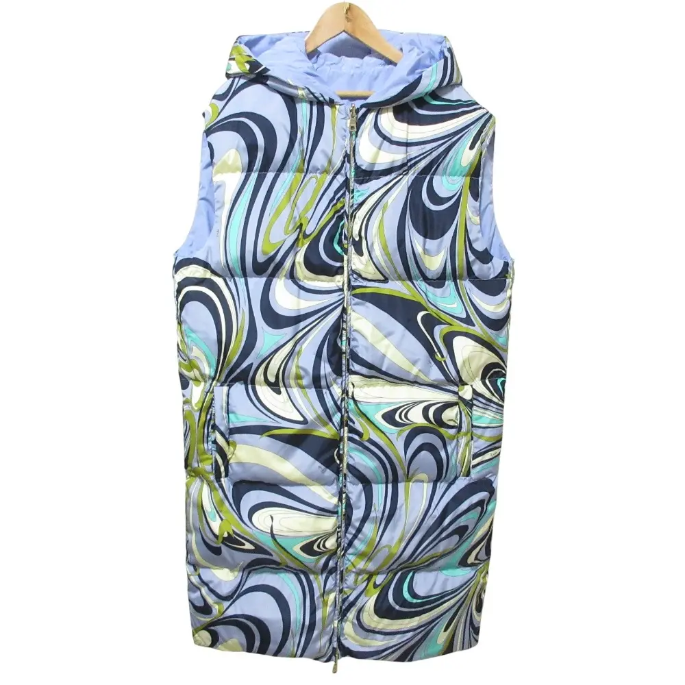 Emilio Pucci エミリオプッチ プッチ柄 ロング リバーシブルダウンベスト M ブルー