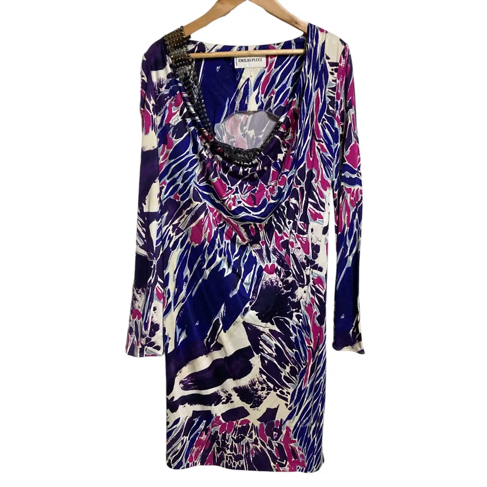 EMILIO PUCCI エミリオプッチ ストレッチタイトドレス ワンピース 38 ブルー