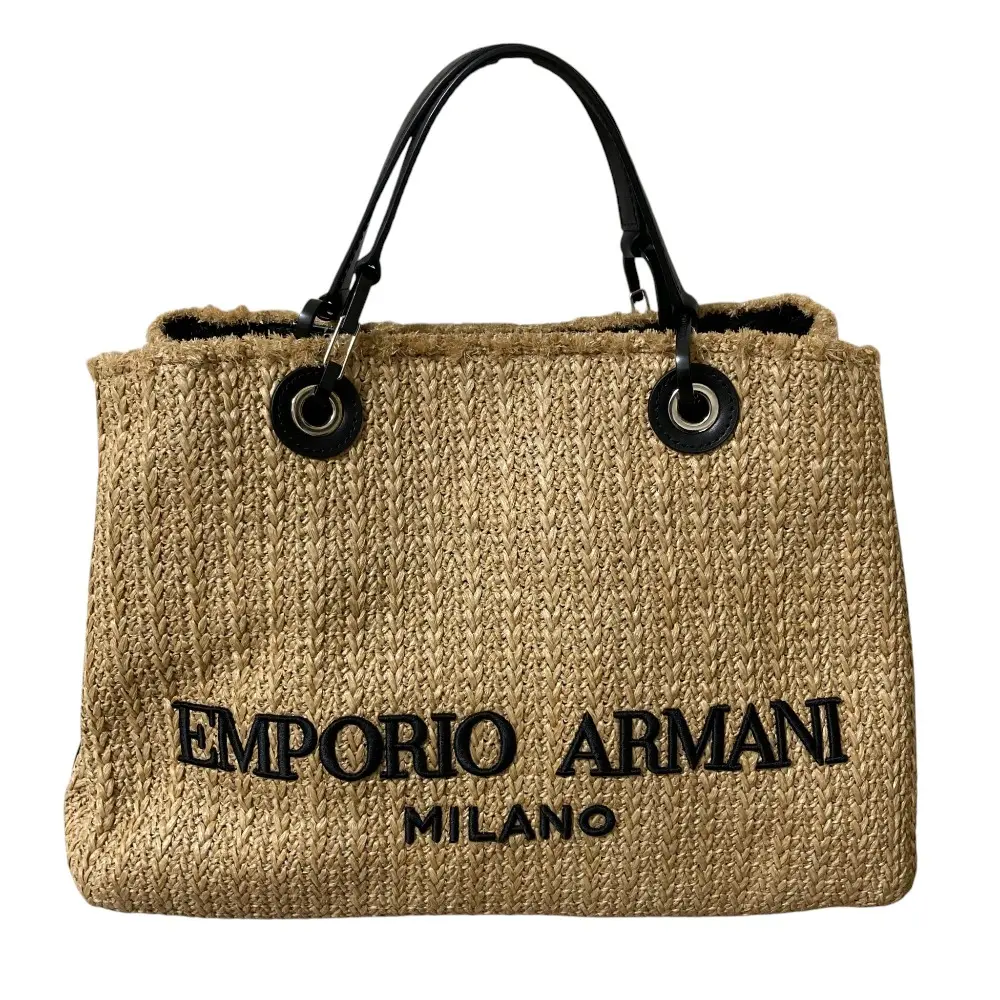 EMPORIO ARMANI エンポリオアルマーニ 2WAY かごトートバッグ ナチュラル×ブラック