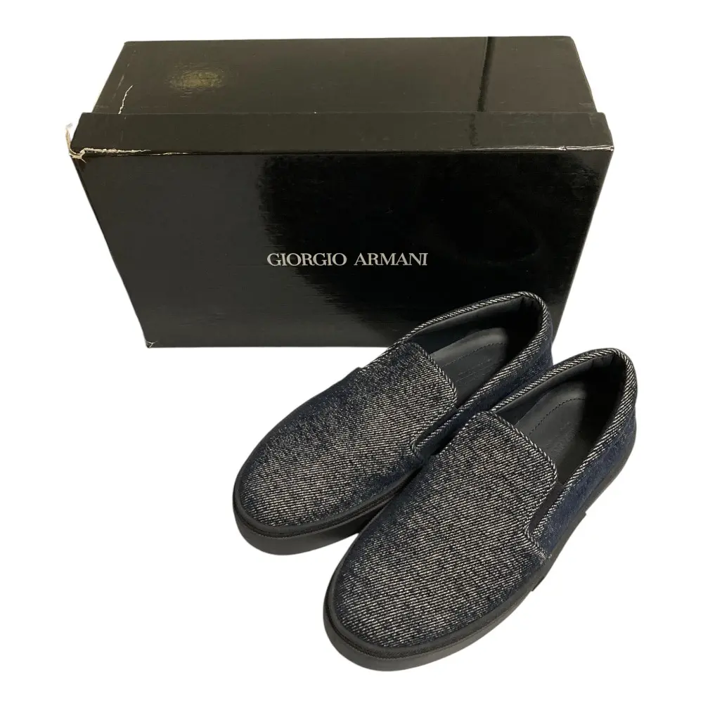 GIORGIO ARMANI ジョルジオアルマーニ デニム ローカットスニーカー スリッポン サイズ6 25.0cm相当 インディゴ 