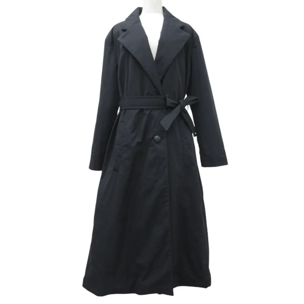 21SS EMPORIO ARMANI エンポリオアルマーニ ベルテッド ロング パテッドコート 42 ブラック