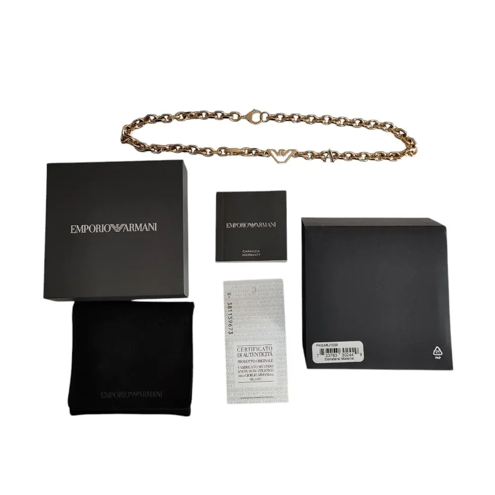 EMPORIO ARMANI エンポリオアルマーニ ステンレス イーグルモチーフ チェーンネックレス アクセサリー 箱付き ゴールドの買取実績【2024年10月買取】