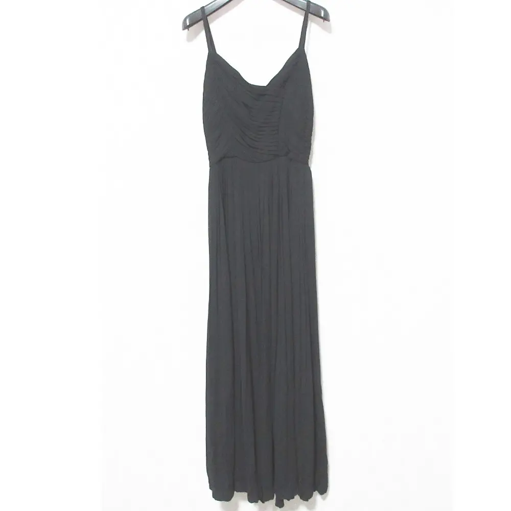 EMPORIO ARMANI エンポリオアルマーニ プリーツ キャミドレス ロング マキシワンピース 38 ブラック