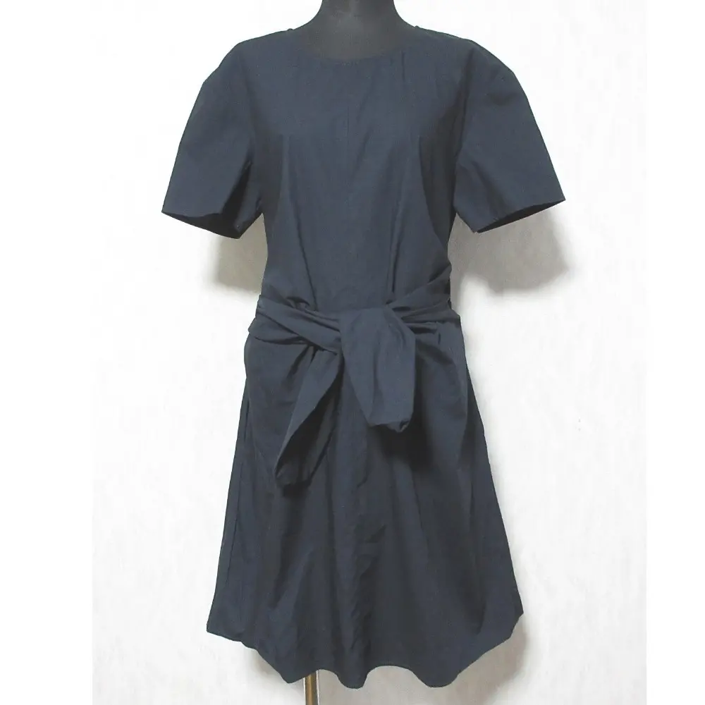 EMPORIO ARMANI エンポリオアルマーニ 半袖シャツドレス ポプリン サッシュ付き ワンピース 3D2A722N0FZ 40 ネイビー