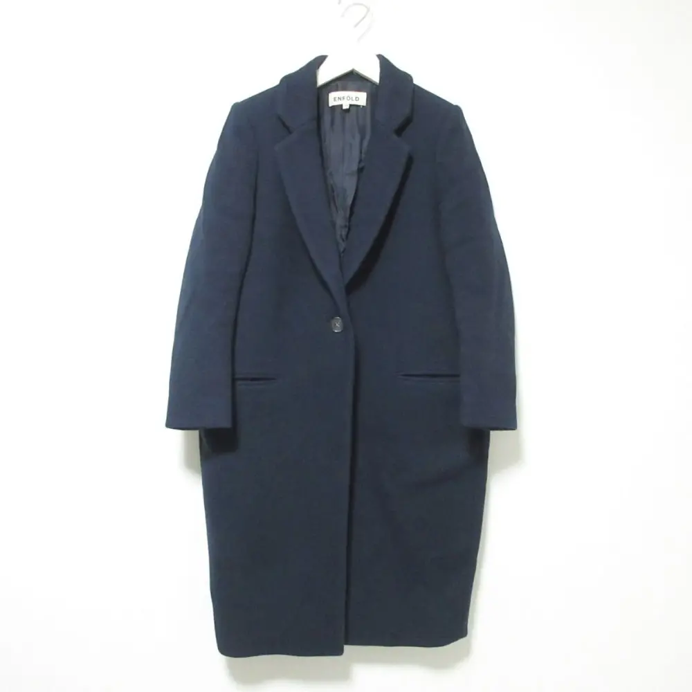 ENFOLD エンフォルド 圧縮ウールチェスターコート 36 ネイビー