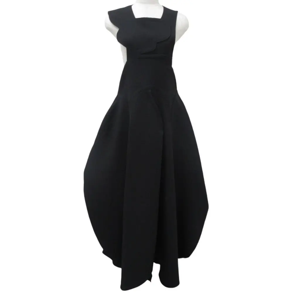 23SS ENFOLD エンフォルド ノースリーブ アシンメトリー ドレス ワンピース 38 ブラック