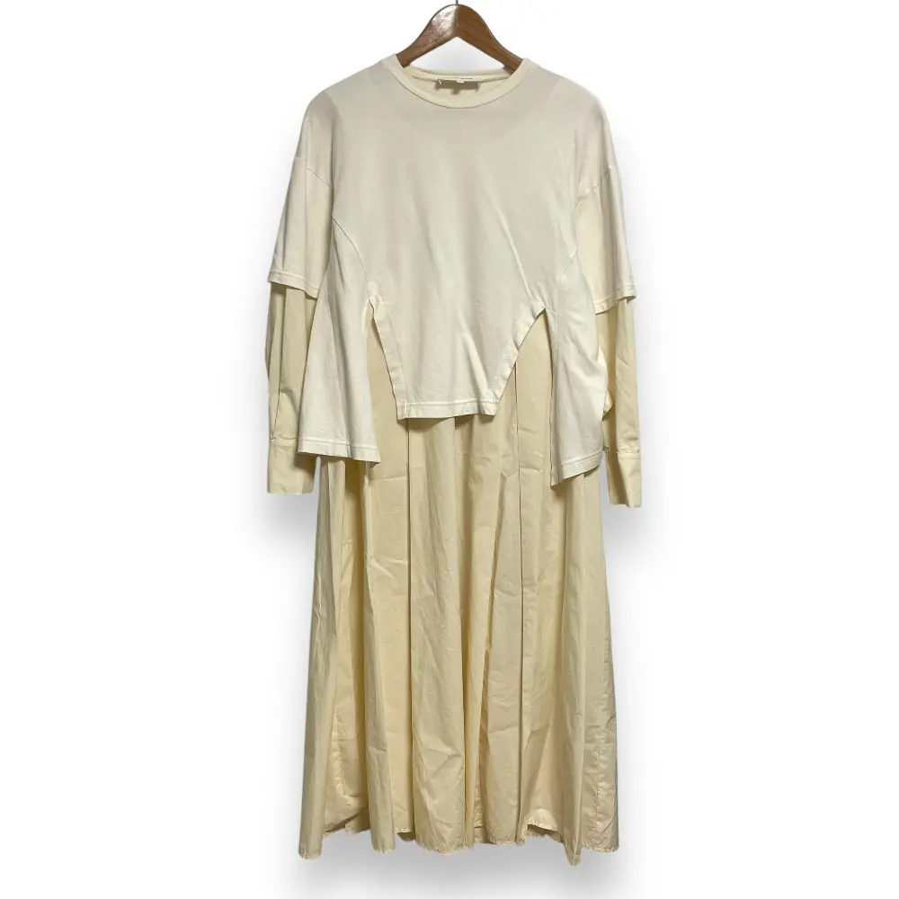 22SS ENFOLD エンフォルド クラッシック天竺 T SHIRTレイヤード DRESS マキシ丈 ロングワンピース 300FS983-0820 36 アイボリー