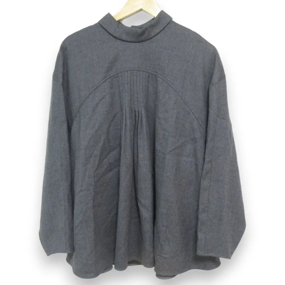 22AW ENFOLD エンフォルド BACK-TIE PULLOVER ストレッチ プルオーバー 長袖 ブラウス カットソー 300GA730-1360 サイズ38 グレー
