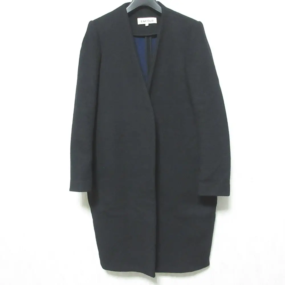 ENFOLD エンフォルド ノーカラー コクーンコート 3008A130-2170 36 ブラック