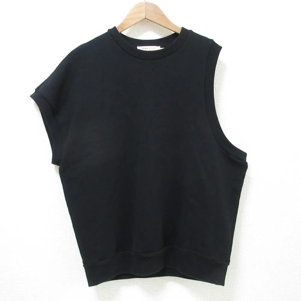 ENFOLD エンフォルド DRY SWEAT ASYMMETRY VEST アシンメトリー プルオーバー スウェット ベスト 300ES980-2190 38 ブラック