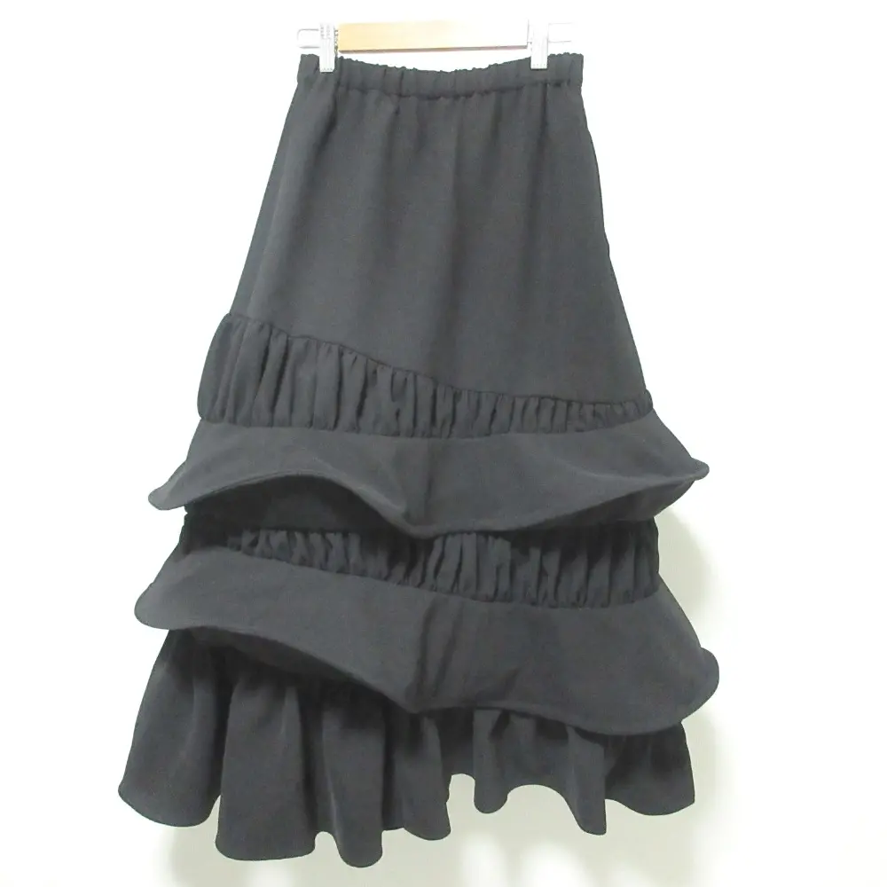 23SS ENFOLD エンフォルド コレクションライン ロング ティアード フリルスカート 300GA531-0470 36 ブラック