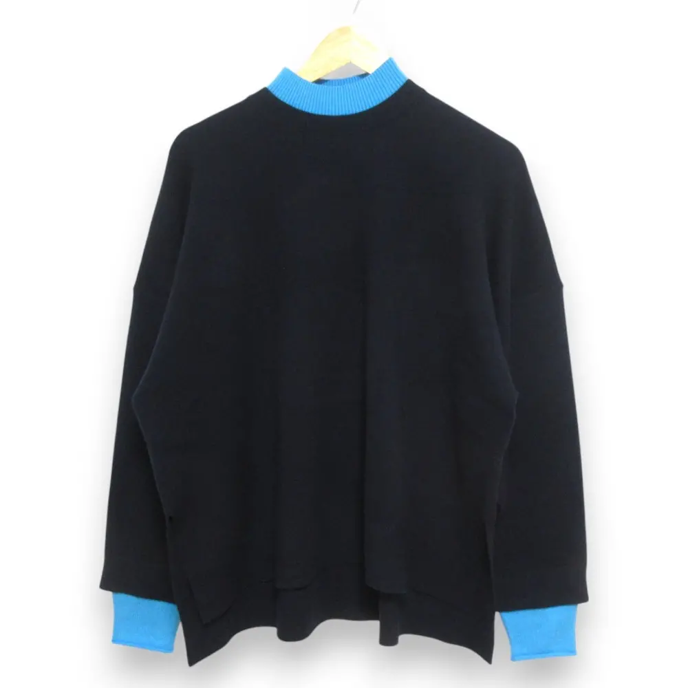 24AW ENFOLD エンフォルド オンライン完売モデル LAYERED NECK BOX PULLOVER ニット セーター 300HA270－2240 38 ダークネイビー