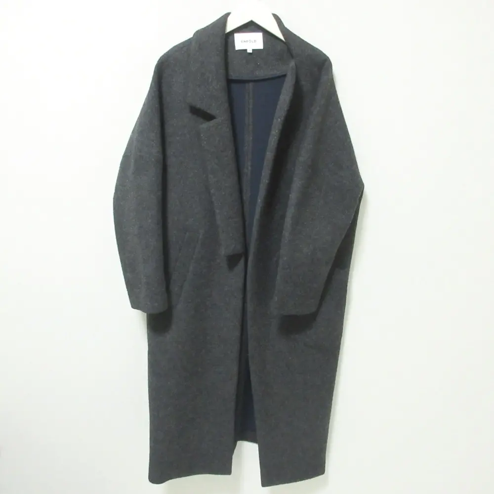 ENFOLD エンフォルド アシンメトリー オーバーサイズ ロングコート 38 ダークグレー