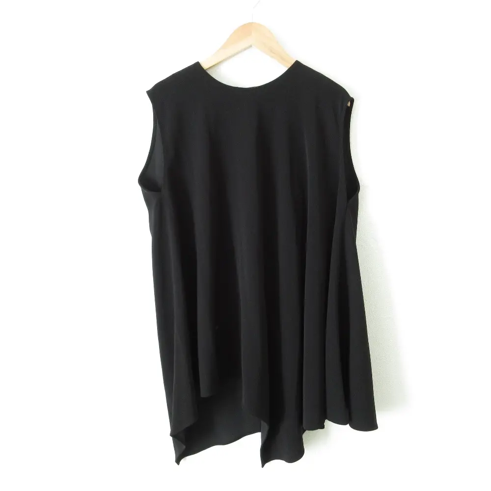 ENFOLD エンフォルド PEダブルクロス アシンメフレアTANK TOP ノースリーブ ブラウス プルオーバー タンクトップ 38 ブラック