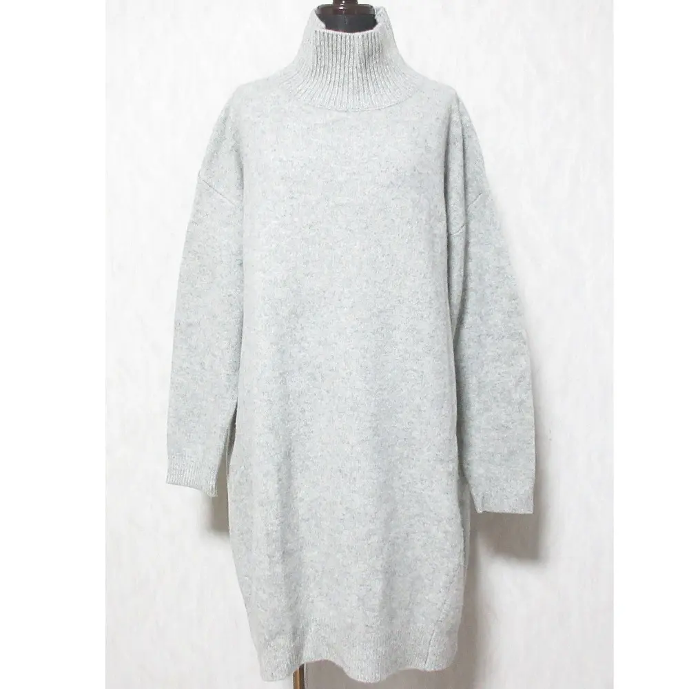 ENFOLD エンフォルド ロングスリーブ 長袖 ハイネック ひざ丈 コクーン ニットワンピース 3007A173-1400 38 グレー
