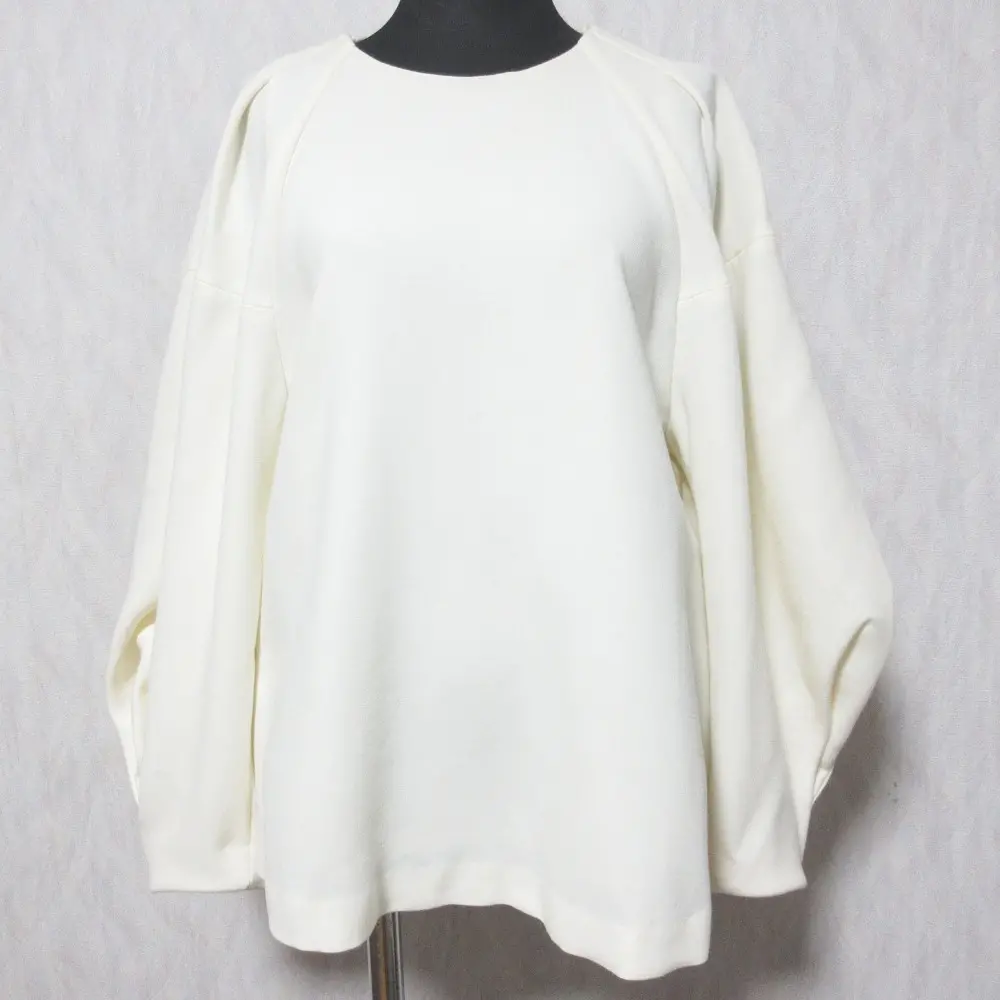 ENFOLD エンフォルド ウールダブルクロスタックボリュームプルオーバー ブラウス 300CA830-1990 36 ホワイト