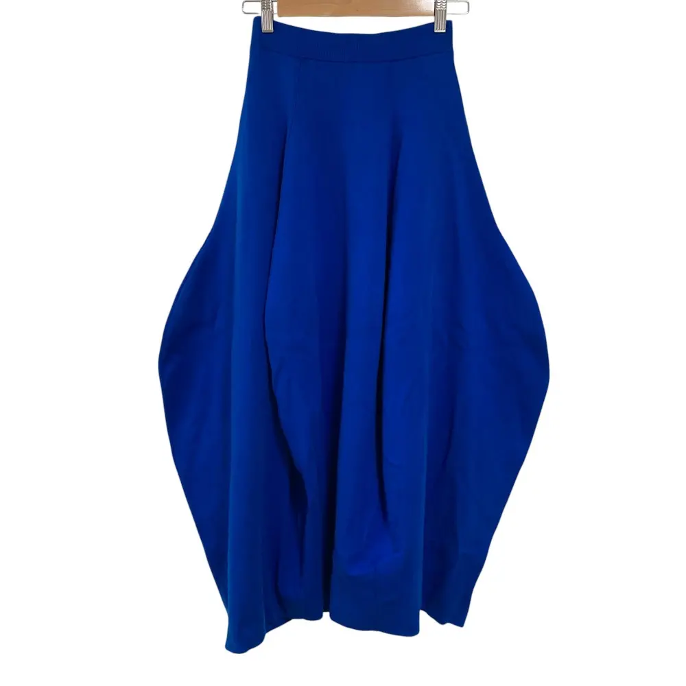 ENFOLD エンフォルド ハイゲージコットン コクーンフレア スカート 300ES371-1460 サイズ36 ブルー