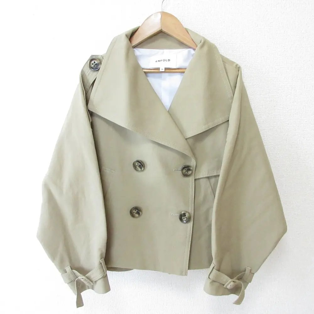 ENFOLD エンフォルド フロントオープン ソフトリバーノーカラーコート