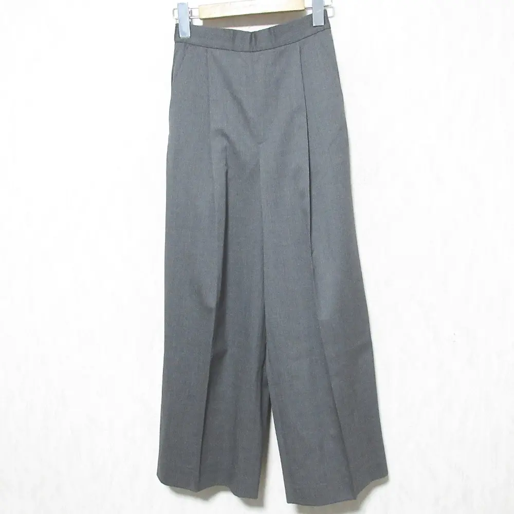 ENFOLD エンフォルド ウール イージー タック ワイドパンツ スラックス 36 グレー