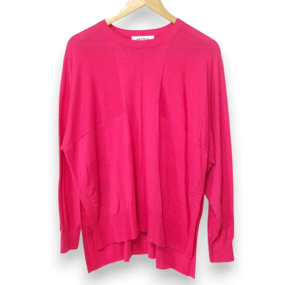 23AW ENFOLD エンフォルド WIDE-BOX PULLOVER ウール100％ 長袖 ニット セーター カットソー 300GA270-0720 サイズ38 ピンク