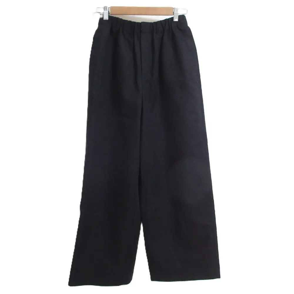 23SS ENFOLD エンフォルド WIDE TROUSERS イージーウエスト ワイドパンツ 38 ブラック