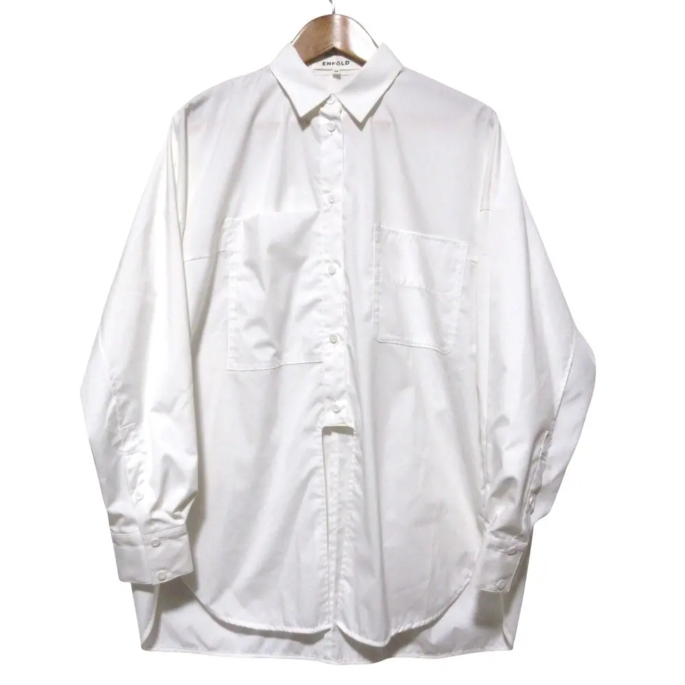 23SS ENFOLD エンフォルド ROUNDSLIT SHIRT ドロップショルダー シャツ ブラウス 38 ホワイト