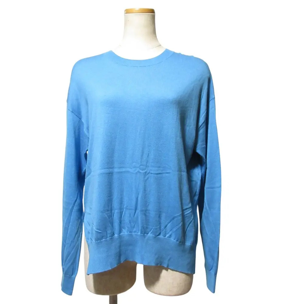 24SS ENFOLD エンフォルド SILK COTTON PULLOVER 長袖 ニット セーター 300HS270-0940 38 ブルー