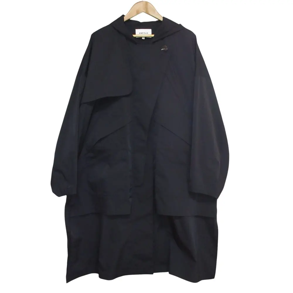 22SS ENFOLD エンフォルド SOLOTEX ツイル BIG OVER COAT ロングコート 38 ダークネイビー
