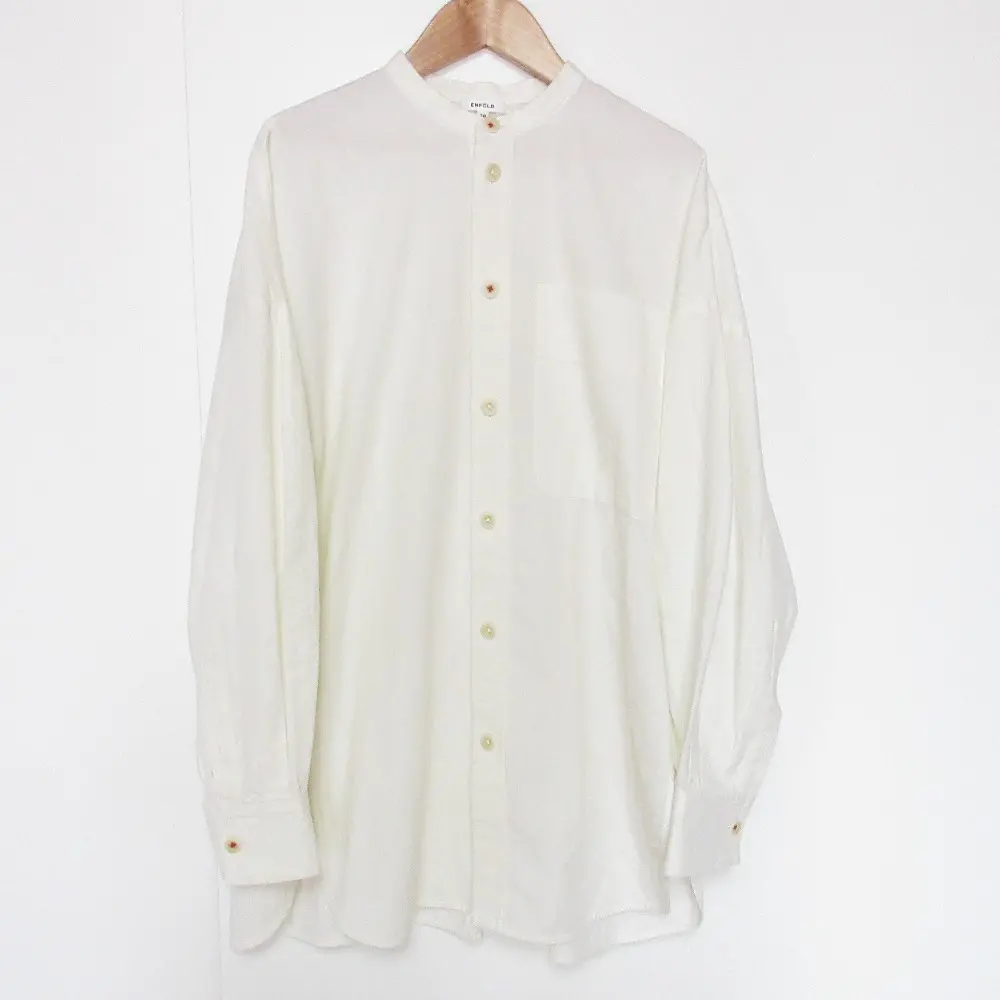 22AW ENFOLD エンフォルド 長袖 バンドカラー シャツ ブラウス 38