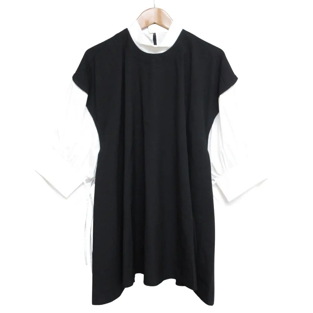 23SS ENFOLD エンフォルド レイヤード バルーンスリーブ カットソー ブラウス 300GS830-1450 サイズ38 ブラック